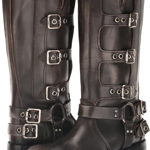 SOLD NIB STEVE MADDEN Brocks Distressed Black Leather Moto Boots - Picture 2 of 12